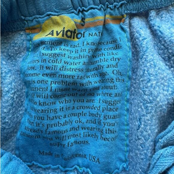 Aviator Nation Rainbow Stitch Sweatpants Size SMALL Ocean Blue 5 Stripe Active - Picture 8 of 9